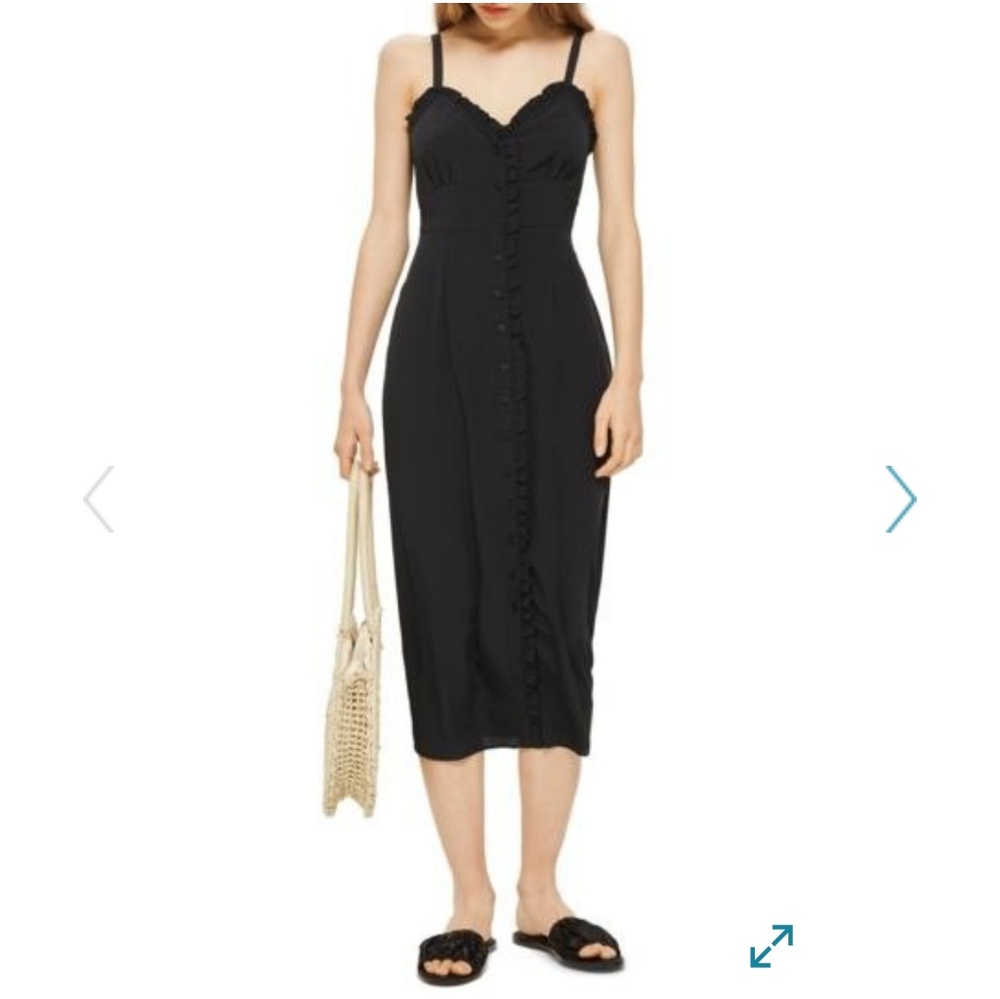 Topshop ruffle button down slipdress